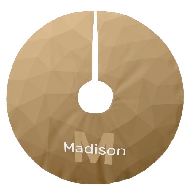 Brun monogram, geometriskt nät mönster Monogram Julgransmatta Borstad Polyester (Framsidan)