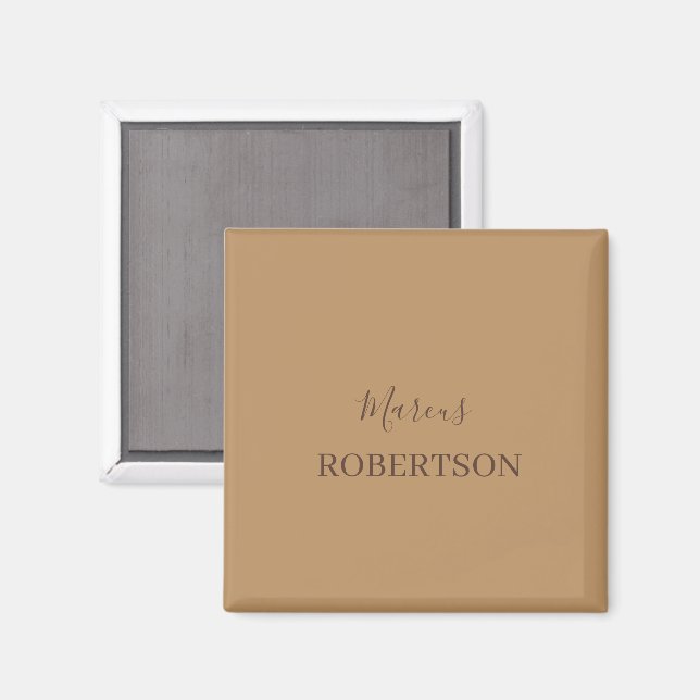 Brun monogram kalligrafi minimalistisk professione magnet (Front/Back)