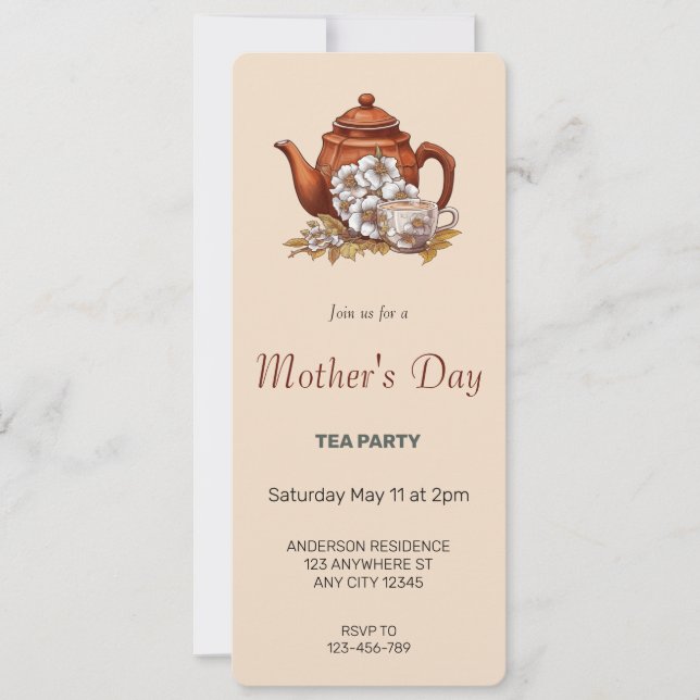 Brun Mors dag Tea Party-inbjudan Inbjudningar (Framsida)