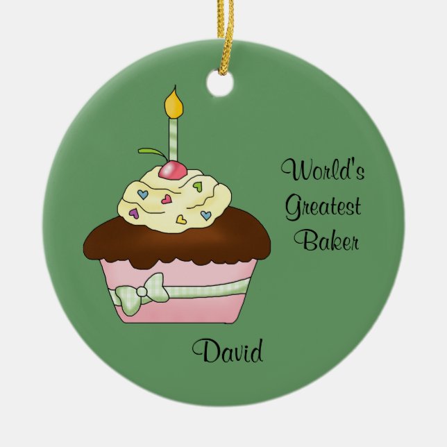 Brun muffinjulprydnad julgransprydnad keramik (Framsidan)