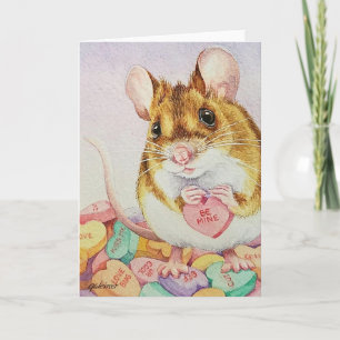 Brun Mus Valentine Var Min Godis Vattenfärgskonst Kort