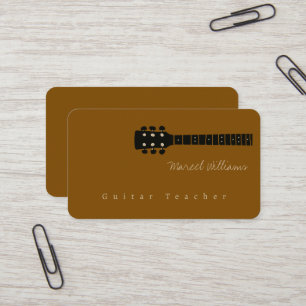 Brun Musiklärare Gitarr Visitkort