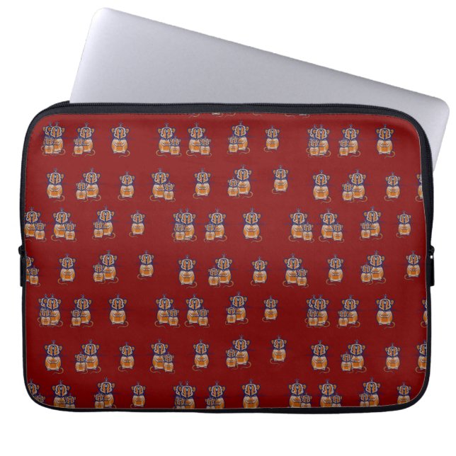 Brun Musmönster Gardin Laptop Fodral (Framsidan)
