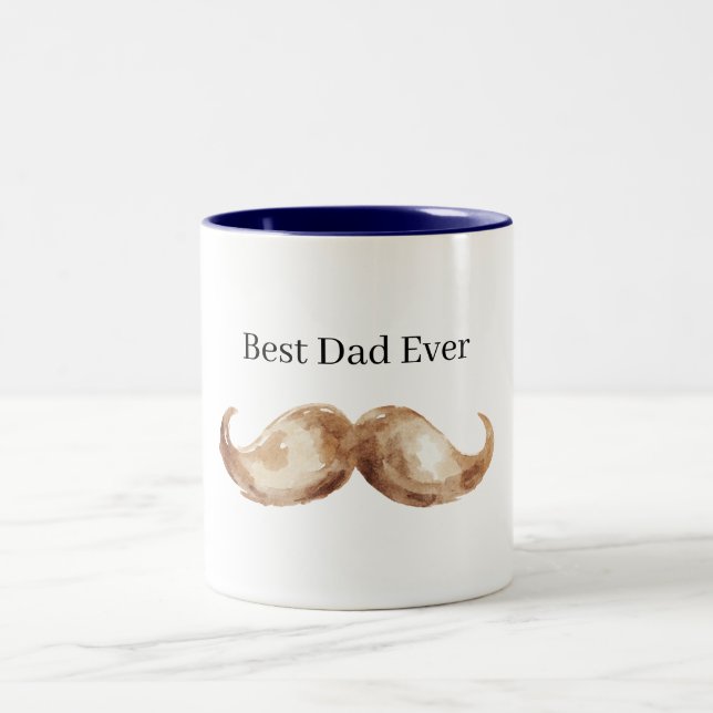 Brun Mustasch Bästa Pappa Någonsin Två-Tonad Mugg (Center)