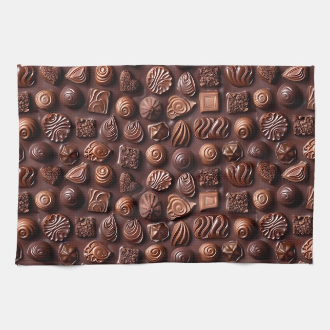 Brun Mysig Modern Unik Choklad Kökshandduk (Horisontell)