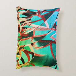 Brun näcka över rostad grönt och akvamarin prydnadskudde