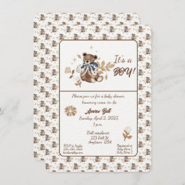 Brun Nalle Det är en pojke! Shower Inbjudningar