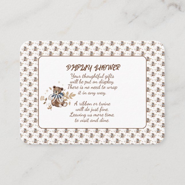 Brun Nalle Det är en pojke! Shower Tilläggskort (Framsida)