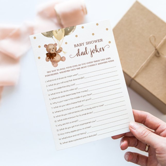 Brun Nalle för babyskare Pappa skämtar  Inbjudningar (Skapare uppladdad)