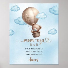 Brun nalle luftballong Mamma-osa pub-tecken Poster