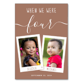 Brun När Vi Var Ålders Barn Foto Manus Bröllop Bordsnummer