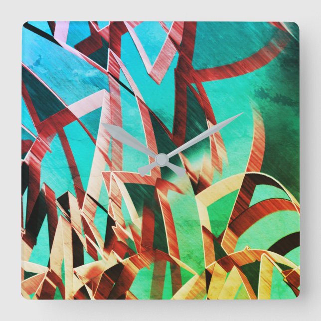 Brun näsa över grönt eller akvamarin fyrkantig klocka (Framsida)