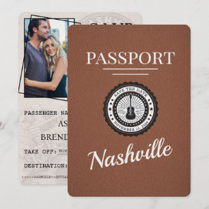 Brun Nashville Passport sparar datumet Spara Datumet