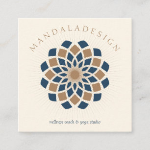 Brun Navy Mandala Fyrkantigt Visitkort