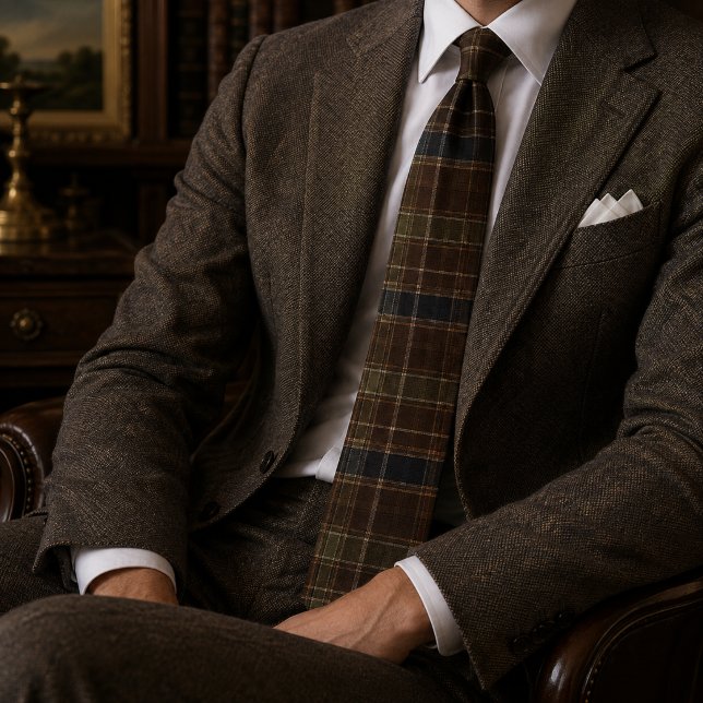Brun Navygrön Multicolor Tartan Rutig Randig Slips (Skapare uppladdad)
