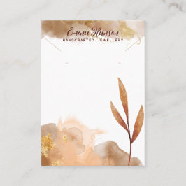 Brun Necklace Earrings Abstrakt guld Visning Card Visitkort