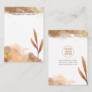 Brun Necklace Earrings Abstrakt guld Visning Card Visitkort