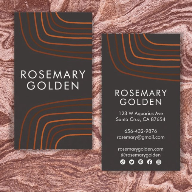 Brun Neutralt Linjer minimalistisk enkel retro Visitkort (Skapare uppladdad)