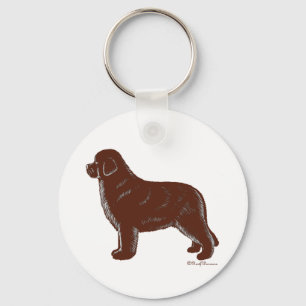 Brun Newfoundland hund Nyckelring