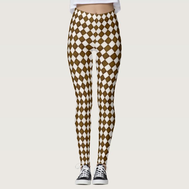 Brun och antikvita diamanter leggings (Framsida)