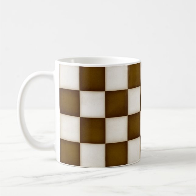 Brun och antikvitschaktad kaffemugg (Vänster)