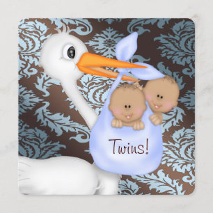 Brun och Baby blue skjortor med dubbla spädbarn Inbjudningar