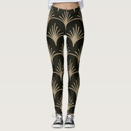 Brun och beige Art Deco-design Leggings