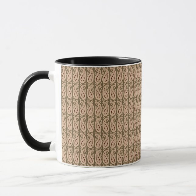 Brun- och Beige-bakgrund med Vågigt design Mugg (Vänster)