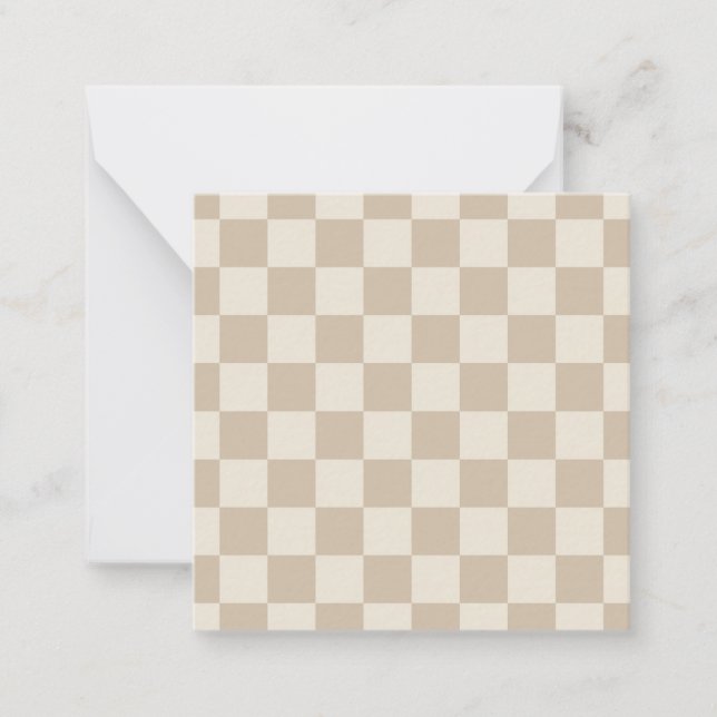 Brun och Beige Checkerboard Anteckningskort (Framsida)