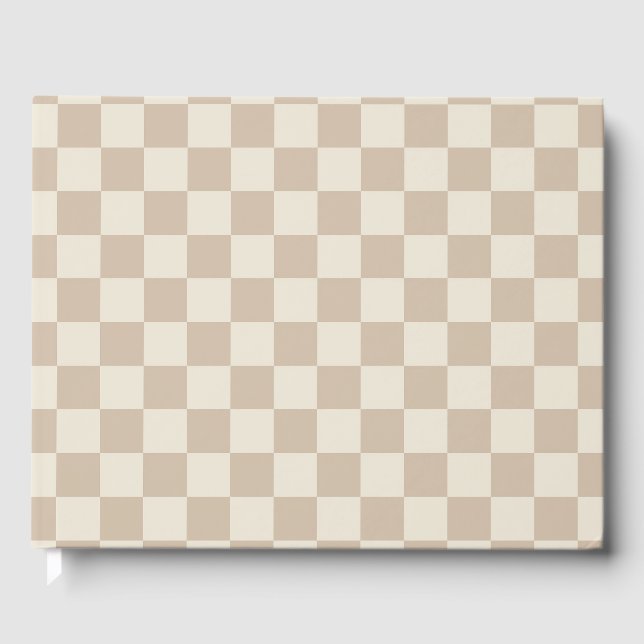 Brun och Beige Checkerboard Gästböcker (Framsida)