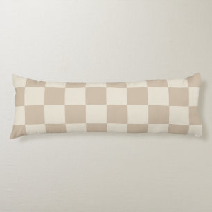 Brun och Beige Checkerboard Kroppskudde