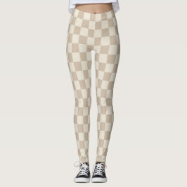 Brun och Beige Checkerboard Leggings