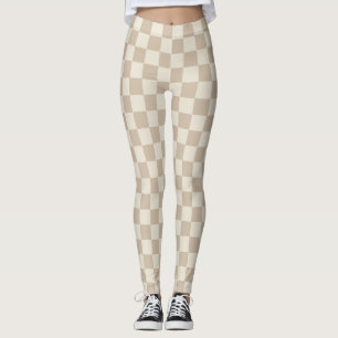 Brun och Beige Checkerboard Leggings