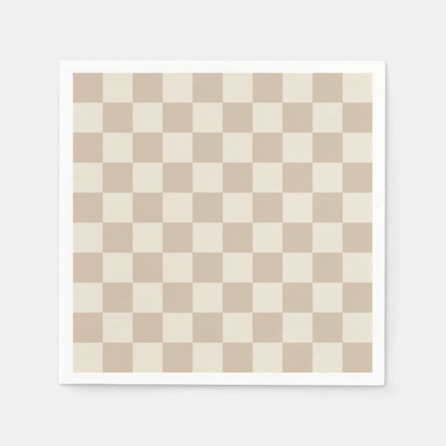 Brun och Beige Checkerboard Pappersservett (Framsidan)