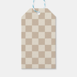Brun och Beige Checkerboard Presentetikett