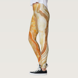 Brun och Beige Marble Skriv ut Leggings