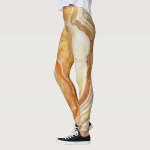 Brun och Beige Marble Skriv ut Leggings
