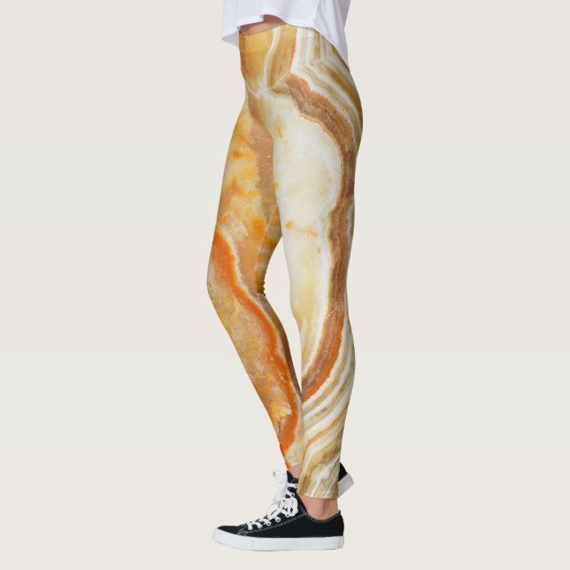 Brun och Beige Marble Skriv ut Leggings (Vänster)
