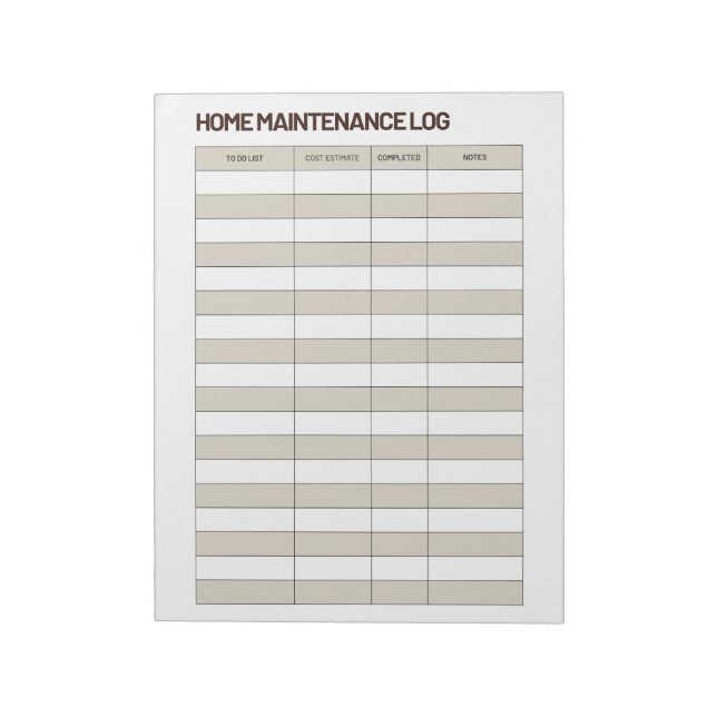 Brun och beige minimalistisk underhållslogg för he anteckningsblock (Roterad)