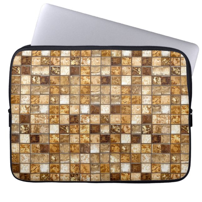 Brun och beige mosaikplattor vägg laptop fodral (Framsidan)