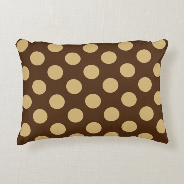 Brun och Beige prickade Prydnadskudde (Framsidan)