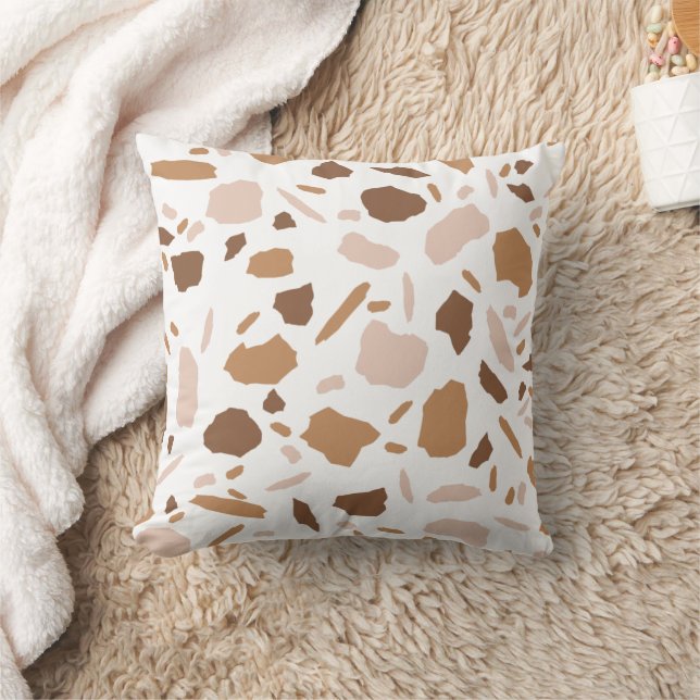 Brun och beige solbränna Terrazzo Kudde (Filt)