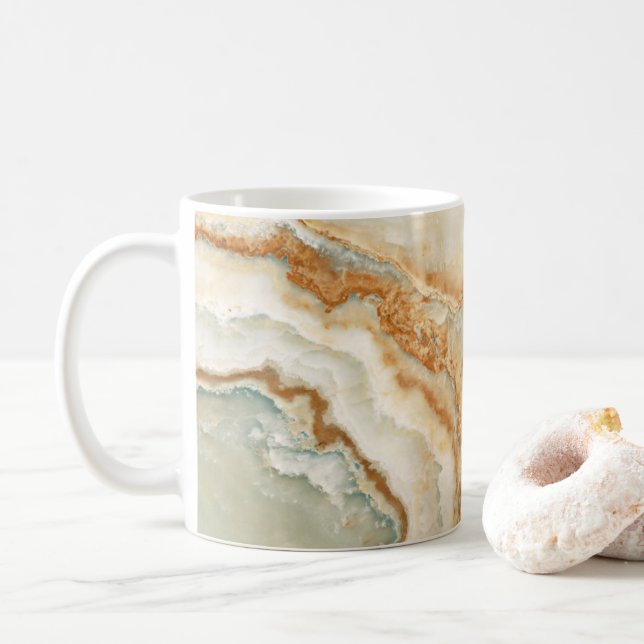 Brun och beige stentextur kaffemugg (Med munk)