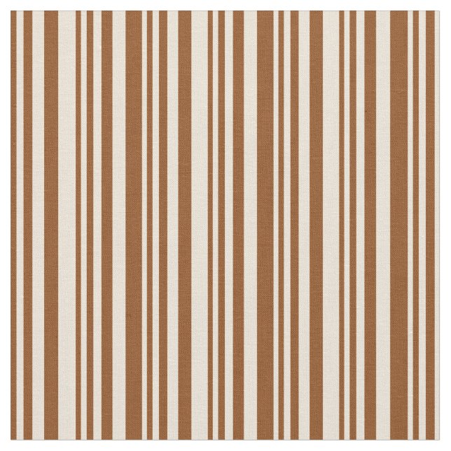 Brun och Bisque Stripe/LUNDA Mönster Tyg (Närbild)