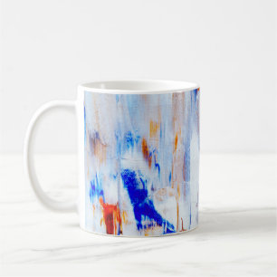Brun och blå målning i flytande form kaffemugg