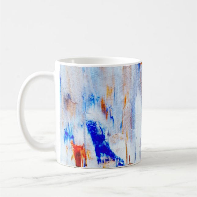 Brun och blå målning i flytande form kaffemugg (Vänster)