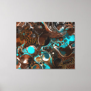 Brun och blå marmor Bubbles Fluid Art Canvastryck