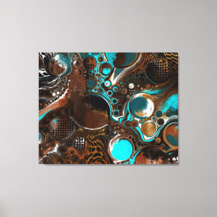 Brun och blå marmor Bubbles Fluid Art Canvastryck
