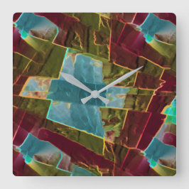 Brun och blå prickad tittar vax fyrkantig klocka