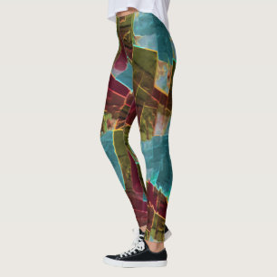 Brun och blå prickad tittar vax leggings
